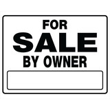 Hillman 840056 For Sale By Owner Sign, Text, Plastic, 20 in Height, 24 in Width, Black/White Legend/Background, English