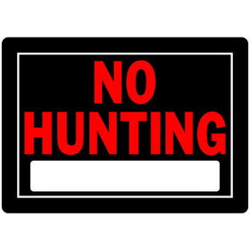 Hillman 840127 No Hunting Sign, Text, Aluminum, 10 in Height, 14 in Width, Black/Red Legend/Background, English