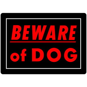 Hillman 840143 Beware of Dog Sign, Self Adhesive, Text, Aluminum, 10 in Height, 14 in Width, Black/Red Legend/Background, English