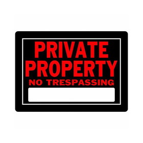 Hillman 840147 Private Property Sign, Text, Aluminum, 10 in Height, 14 in Width, Black/Red Legend/Background, English