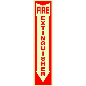 Hillman 840204 Fire Exit Sign, Text, Vinyl, 4 in Height, 18 in Width, Red/Glow in the Dark Legend/Background, English
