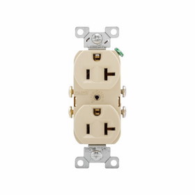 Eaton Cooper Controls 877V-BOX Straight Blade Receptacle, 125 VAC, 20 A, 2 Pole, 3 Wires, Ivory