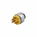 Eaton 3809-BOX Straight Blade Plug, 250 V, 20 A, 2 Pole, 3 Wires, Yellow