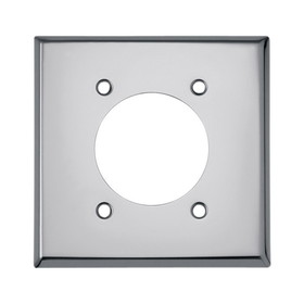 Eaton Cooper Controls 68-BOX Power Outlet Wallplate, 2 Gang, 2-5/32 in Hole, Chrome, Silver