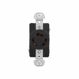 Eaton 7310B Locking Receptacle, 125/250 V, 20 A, 3 Pole, 3 Wires, Black
