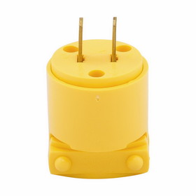 Eaton 4862-BOX Straight Blade Plug, 125 V, 15 A, 2 Pole, 2 Wires, Yellow