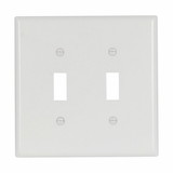 Eaton Cooper Controls 2039W-BOX Toggle Switch Wallplate, 2 Gang, 4.94 in W x 4.87 in H, Thermoset, White