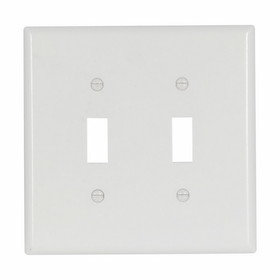 Eaton Cooper Controls 2039W-BOX Toggle Switch Wallplate, 2 Gang, 4.94 in W x 4.87 in H, Thermoset, White