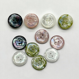 TOPTIE Pearl Iridescent Flower 2-Hole Resin Buttons, Multi Size & Color for Shirt Blouse Apparel Manufacturing