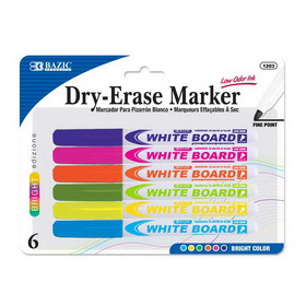Bazic Products 1203 Bright Color Fine Tip Dry-Erase Marker (6/Pack)