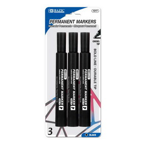 Bazic Products 1217 Black Chisel Tip Jumbo Permanent Marker (3/Pack)