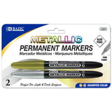 Bazic Products 1237 Silver & Gold Metallic Markers (2/Pack)
