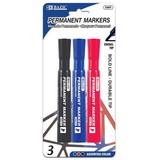 Bazic Products 1247 Assorted Color Chisel Tip Desk Style Permanent Markers (3/Pack)