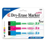 Bazic Products 1254 Bright Color Magnetic Dry-Erase Markers (3/Pack)