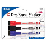 Bazic Products 1255 Assorted Color Magnetic Dry-Erase Markers (3/Pack)