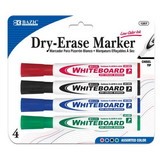 Bazic Products 1257 Assorted Color Chisel Tip Dry-Erase Markers (4/Pack)
