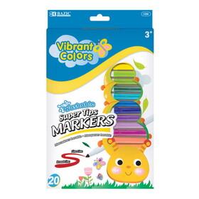 Bazic Products 1266 Washable Markers Super Tip 20 Color - Pack of 12