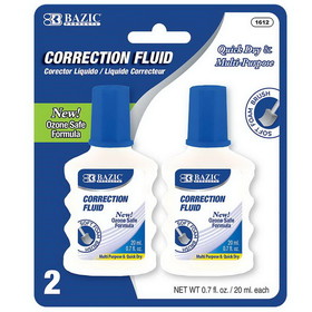 Bazic Products 1612 20ml / 0.7 fl. oz. Correction Fluid w/ Foam Brush (2/Pk)