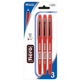 Bazic Products 17018-A Fiero Red Fiber Tip Fineliner Pen (3/Pack)