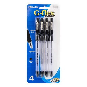 Bazic Products 17027 G-Flex Black Oil-Gel Ink Pen w/ Cushion Grip (4/Pack)