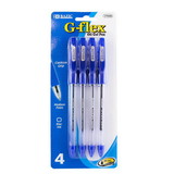 Bazic Products 17028 G-Flex Blue Oil-Gel Ink Pen w/ Cushion Grip (4/Pack)