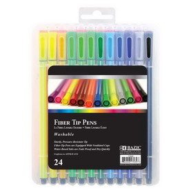 Bazic Products 17039 24 Color Washable Fiber Tip Pen