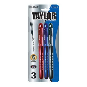 Bazic Products 1703 Taylor Assorted Color Rollerball Pen (3/Pack)