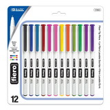 Bazic Products 17054 12 Color Fiero Fiber Tip Fineliner Pen