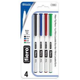 Bazic Products 17059 Fiero Assorted Color Fiber Tip Fineliner Pen (3/Pack)