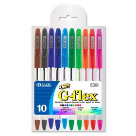 Bazic Products 17070 10 Color G-Flex Oil-Gel Ink Pen w/ Cushion Grip