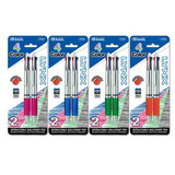Bazic Products 1718 Silver Top 4-Color Pen w/ Cushion Grip (2/Pack)