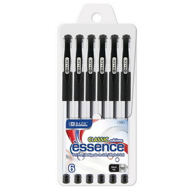 Bazic Products 1732 Essence Black Gel-Pen w/ Cushion Grip (6/Pack)