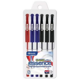 Bazic Products 1734 Essence Asst Color Gel-Pen w/ Cushion Grip (6/Pack)