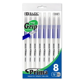 Bazic Products 1737 Prima Blue Stick Pen w/ Cushion Grip (8/Pack)