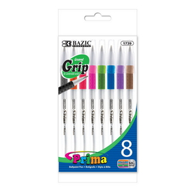 Bazic Products 1739 8 Color Prima Stick Pen w/ Cushion Grip