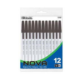 Bazic Products 1742 Nova Black Color Stick Pen (12/Pack)