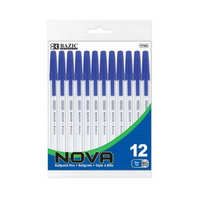 Bazic Products 1743 Nova Blue Color Stick Pen (12/Pack)