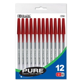 Bazic Products 1754 Pure Red Stick Pen (12/pack)