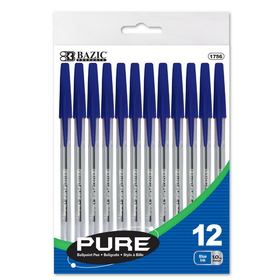 Bazic Products 1756 Pure Blue Stick Pen (12/Pack)