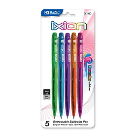 Bazic Products 1770 Ixion Black Color Retractable Pen (5/Pack)