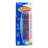 Bazic Products 1794 Optima Assorted Color Oil-Gel Ink Retractable Pen w/ Grip (3/Pack)