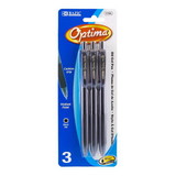 Bazic Products 1795 Optima Black Oil-Gel Ink Retractable Pen w/ Grip (3/Pack)