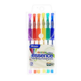 Bazic Products 1796 6 Glitter Color Essence Gel Pen w/ Cushion Grip