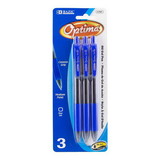 Bazic Products 1797 Optima Blue Oil-Gel Ink Retractable Pen w/ Grip (3/Pack)