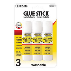 Bazic Products 2025 21g / 0.7 Oz Large Glue Stick (3/Pack)