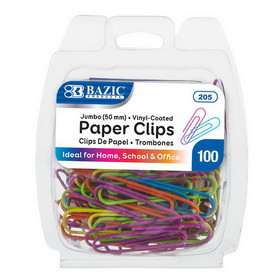 Bazic Products 205 Jumbo (50mm) Color Paper Clips (100/Pack)