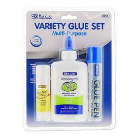 Bazic Products 2099 Assorted Glue Sets (3/Pack)