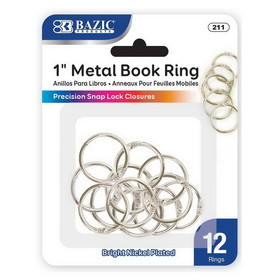 Bazic Products 211 1" Metal Book Rings (12/Pack)