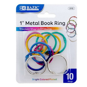 Bazic Products 212 1" Assorted Color Metal Book Rings (10/Pack)