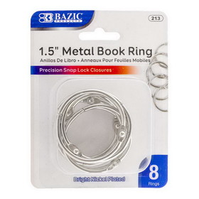 Bazic Products 213 1.5" Metal Book Rings (8/Pack)